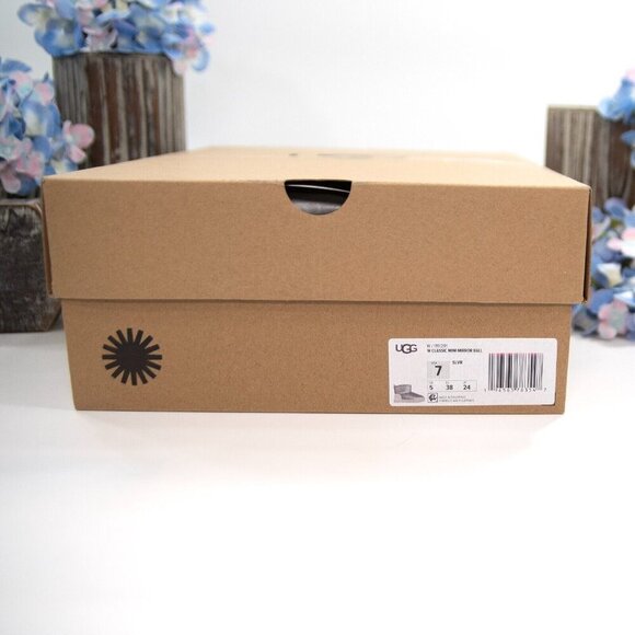 UGG Classic Mini Mirror Ball Silver Sequin Sheepskin Suede Boots Size 7 NIB - Picture 7 of 7